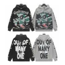 Trendy long sleeved rock band pure cotton casual loose hoodie washed with water to make old hooded hoodie for couples, same style