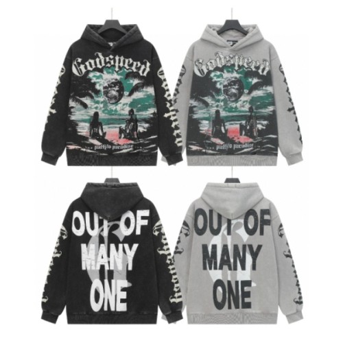 Trendy long sleeved rock band pure cotton casual loose hoodie washed with water to make old hooded hoodie for couples, same style