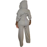 Fashion women's personalized strap waist cinching casual two-piece pants set