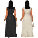 Sexy solid color strap sleeveless pants set