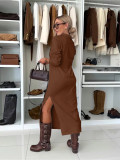 Autumn elegant solid color dress