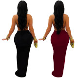 Sexy Fitted Solid Color Strappy Wrap Dress