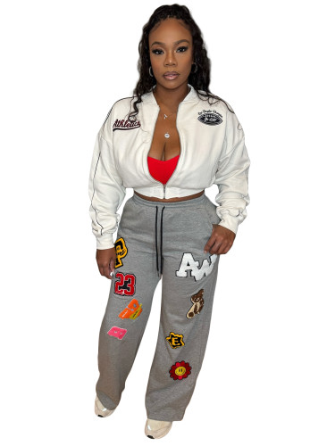 Velvet hoodie casual sports zipper embroidered baseball jacket jacket