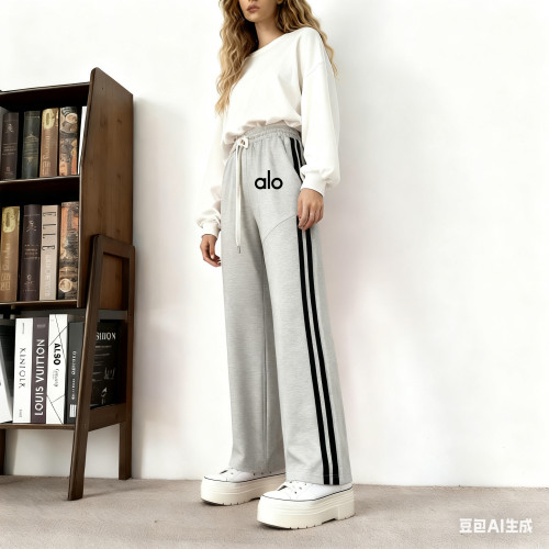 Sanitary pants, spring and autumn heavyweight pure cotton 500g fabric pants, Hong Kong style loose straight leg side striped casual pants