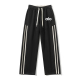 Sanitary pants, spring and autumn heavyweight pure cotton 500g fabric pants, Hong Kong style loose straight leg side striped casual pants