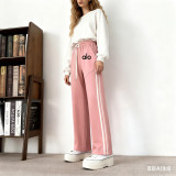 Sanitary pants, spring and autumn heavyweight pure cotton 500g fabric pants, Hong Kong style loose straight leg side striped casual pants