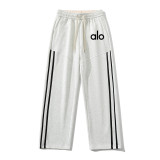 Sanitary pants, spring and autumn heavyweight pure cotton 500g fabric pants, Hong Kong style loose straight leg side striped casual pants