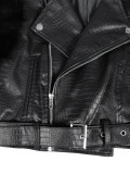 European and American style spliced fur motorcycle jacket women's autumn and winter short imitation leather jacket fashionable street warm top