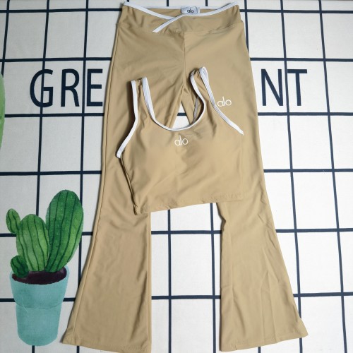 Sexy Tight-fitting Yoga Sleeveless Vest Flares Pant Set