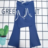 Sexy Tight-fitting Yoga Sleeveless Vest Flares Pant Set