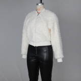 Imitation lamb wool short jacket loose plush baseball jacket