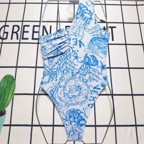 Summer Beachwear Padded Single Shoulder Sleeveless One Piece Swimsuits