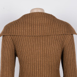 Elegant commuting winter big collar slim fit elastic lantern sleeve woolen dress