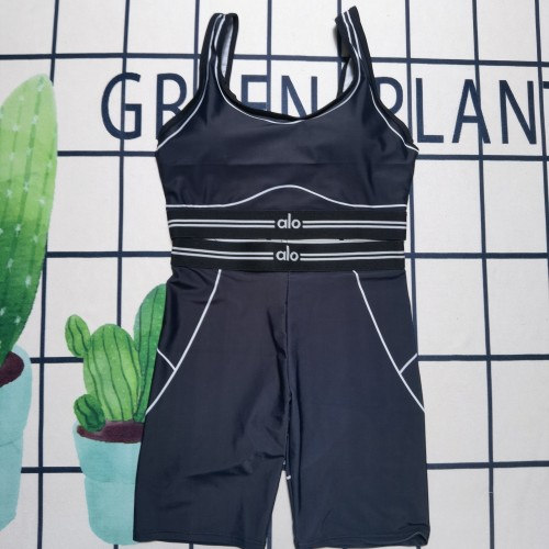 Fashion Tight-fitting Yoga Sleeveless Padded Crop Vest Bra Short Set