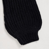 Elegant commuting winter big collar slim fit elastic lantern sleeve woolen dress