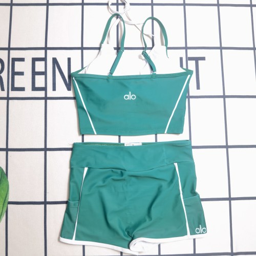 Fashion Tight-fitting Yoga Sleeveless Straps Padded Crop Vest Bra Short Set