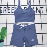 Fashion Distinctive Print Tight-fitting Yoga Sleeveless Padded Vest Bra Short Set