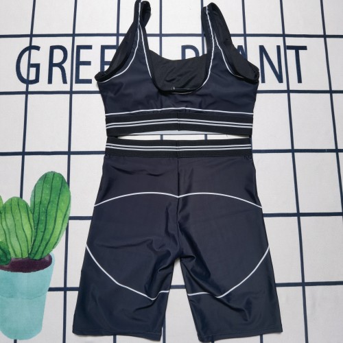 Fashion Tight-fitting Yoga Sleeveless Padded Crop Vest Bra Short Set