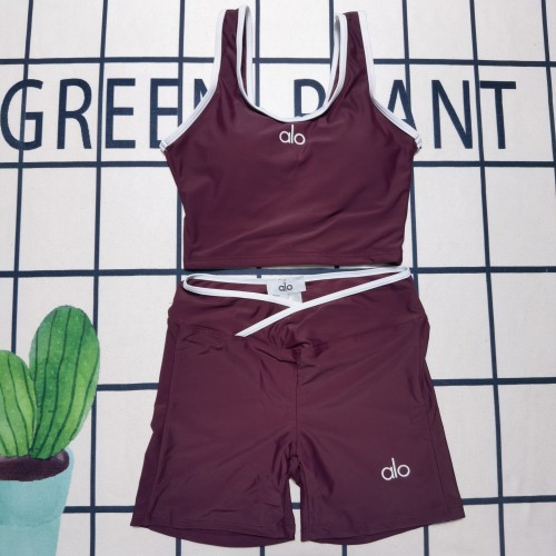 Fashion Distinctive Print Tight-fitting Yoga Sleeveless Padded Vest Bra Short Set