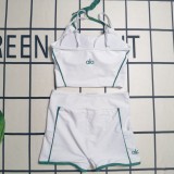 Fashion Tight-fitting Yoga Sleeveless Straps Padded Crop Vest Bra Short Set