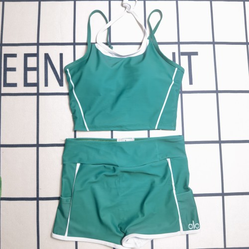 Fashion Tight-fitting Yoga Sleeveless Straps Padded Crop Vest Bra Short Set