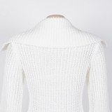 Elegant commuting winter big collar slim fit elastic lantern sleeve woolen dress