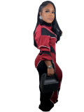 Color-blocked Asymmetrical Zip-Up Top and Straight Leg Pants Set