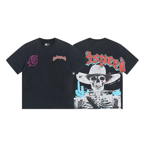God & Speed Skull Print Washed Short Sleeve T-shirt High Street Rock Style