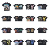 God & Speed Skull Print Washed Short Sleeve T-shirt High Street Rock Style