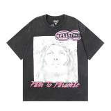 25SS Hellstar Blouse Washed Black Printed Short Sleeve Unisex T-Shirt