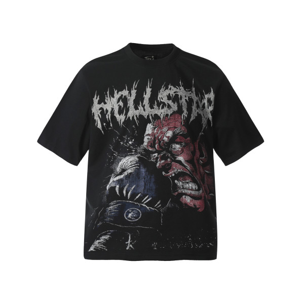 25SS Hot Selling Brand HELLSTAR All-over Vintage T-Shirt Hip Hop Couple