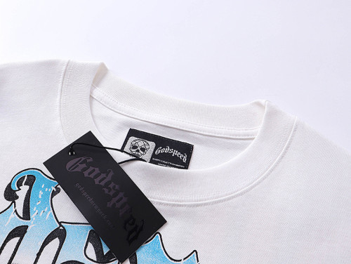 God & Speed Skull Print Washed Short Sleeve T-shirt High Street Rock Style