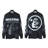 Hellstar Long Sleeve T-Shirt Streetwear Brand Vintage Print Loose Washed Top