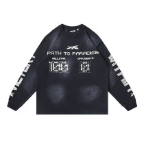 Hellstar Long Sleeve T-Shirt Streetwear Brand Vintage Print Loose Washed Top