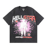 25SS Hellstar Blouse Washed Black Printed Short Sleeve Unisex T-Shirt
