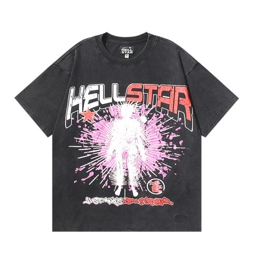 25SS Hellstar Blouse Washed Black Printed Short Sleeve Unisex T-Shirt