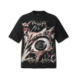 25SS Hot Selling Brand HELLSTAR All-over Vintage T-Shirt Hip Hop Couple