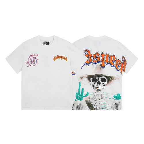 God & Speed Skull Print Washed Short Sleeve T-shirt High Street Rock Style