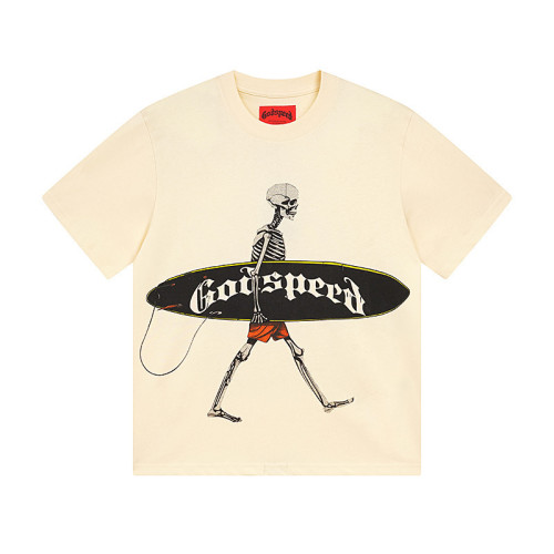 God & Speed Skull Print Washed Short Sleeve T-shirt High Street Rock Style