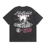25SS Hellstar Blouse Washed Black Printed Short Sleeve Unisex T-Shirt