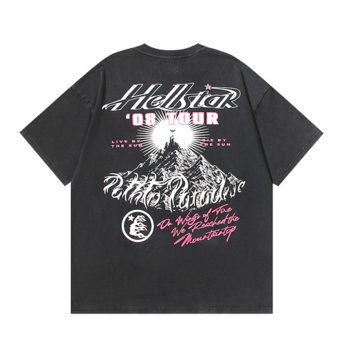 25SS Hellstar Blouse Washed Black Printed Short Sleeve Unisex T-Shirt