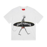 God & Speed Skull Print Washed Short Sleeve T-shirt High Street Rock Style