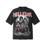 25SS Hot Selling Brand HELLSTAR All-over Vintage T-Shirt Hip Hop Couple