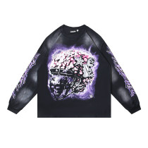 Hellstar Long Sleeve T-Shirt Streetwear Brand Vintage Print Loose Washed Top