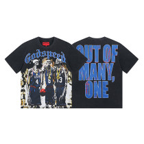God & Speed Skull Print Washed Short Sleeve T-shirt High Street Rock Style
