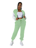 Fashion baseball suit set with spliced single breasted two-piece set