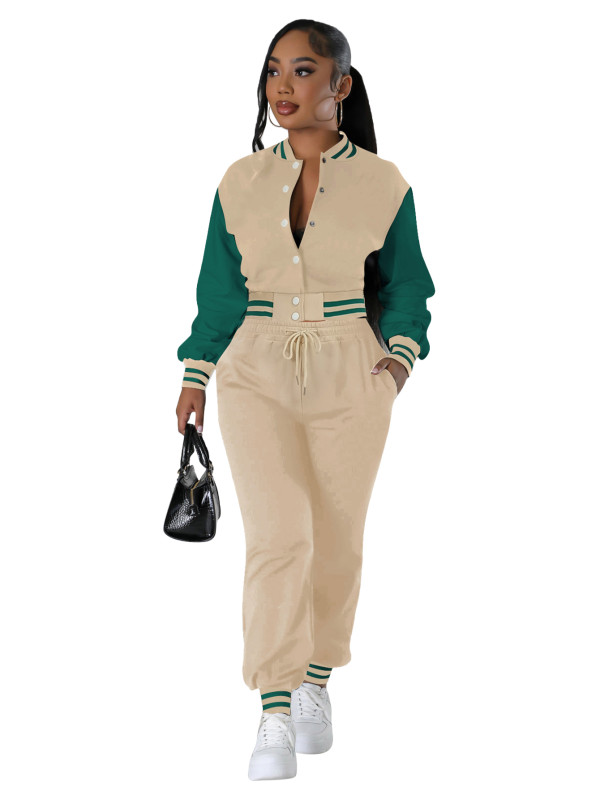 Baseball suit set, splicing single breasted two-piece set
