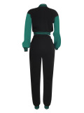 Fashion baseball suit set with spliced single breasted two-piece set