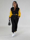 Fashion baseball suit set with spliced single breasted two-piece set
