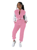 Fashion baseball suit set with spliced single breasted two-piece set